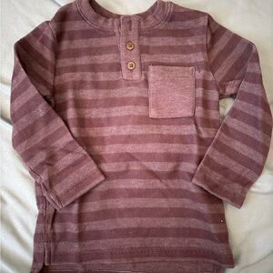 Cat & Jack Mauve Striped Long Sleeve Henley Top